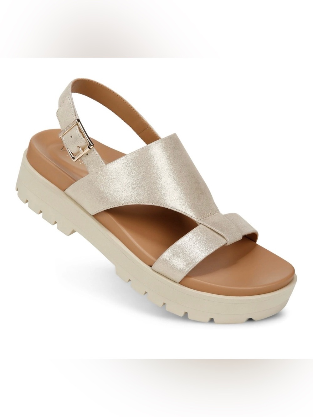 Vionic Alondra Lug Metallic Cream Platform Slingback Sandal - Women Sz 7 - Picture 1 of 9